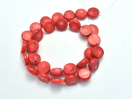 Red Bamboo Coral, 12mm Coin Beads-RainbowBeads