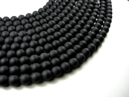 Matte Black Onyx Beads, 12mm Round Beads-RainbowBeads