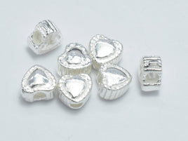4pcs 925 Sterling Silver Beads, 5x4.6mm Heart Beads-RainbowBeads