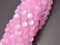 Matte Mystic Aura Quartz-Pink, 8mm (8.5mm) Round-RainbowBeads