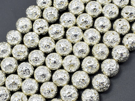 Lava-Silver Plated, 10mm (10.5mm) Round Beads-RainbowBeads
