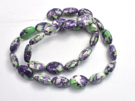 Rain Flower Stone, Purple, Green, 10x14mm Oval Beads-RainbowBeads