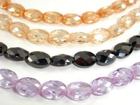 Cubic Zirconia Beads, CZ beads, Faceted Oval, 6x8mm, 6 Inch-RainbowBeads