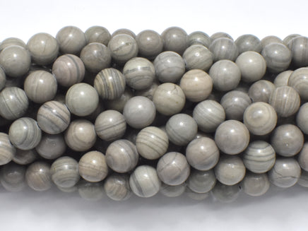 Gray Banded Jasper, 8mm Round Beads-RainbowBeads