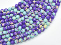 Impression Jasper-Blue & Purple 6mm Round-RainbowBeads