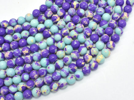 Impression Jasper-Blue & Purple 6mm Round-RainbowBeads