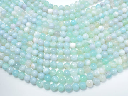 Banded Agate Beads, Striped Agate, Light Blue, 8mm Round Beads-RainbowBeads