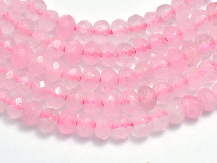 Jade -Pink 3x4mm Faceted Rondelle, 14 Inch-RainbowBeads