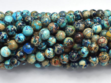 Impression Jasper- Blue 8mm Round-RainbowBeads