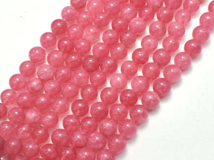 Jade Beads-Rose Pink, 8mm Round Beads-RainbowBeads