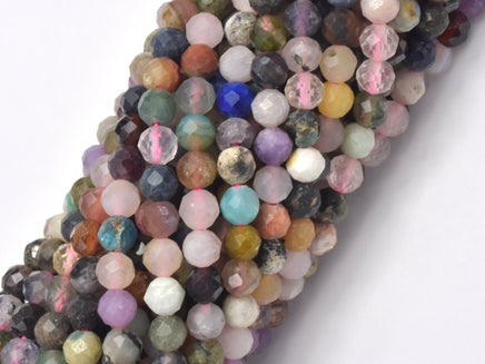Mixed Stone, 4mm (4.2mm) Micro Faceted Round-RainbowBeads