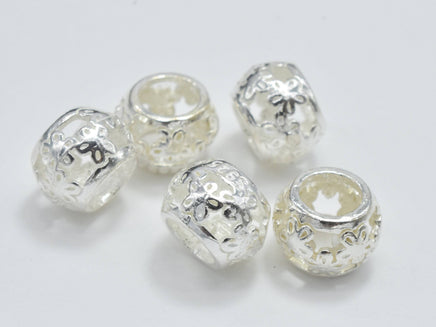 4pcs 925 Sterling Silver Beads, Filigree Drum Beads, Big Hole Spacer Beads, 7.5x5.5mm-RainbowBeads