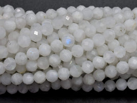 White Moonstone Beads, 4mm Micro Faceted-RainbowBeads