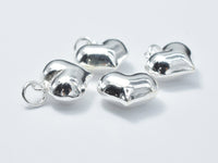 1pcs 925 Sterling Silver Charm, Heart Charm, 12x10mm-RainbowBeads