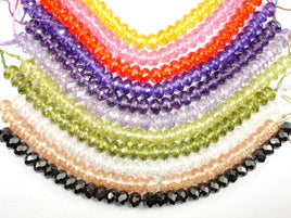 CZ bead, Faceted Rondelle, Approx 5x8 mm-RainbowBeads