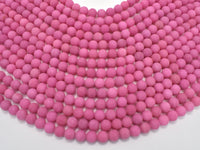Matte Jade Beads, Hot Pink, 8mm (8.4mm) Round-RainbowBeads