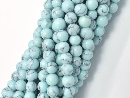 Turquoise Howlite-Light Blue, 6mm Round Beads-RainbowBeads