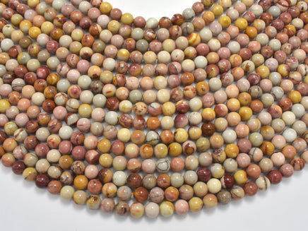 African Agate, 6mm, Round, 15.5 Inch-RainbowBeads