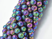 Lava-Rainbow Plated, 8mm (8.7mm) Round Beads-RainbowBeads