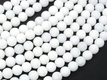 Matte White Jade Beads, 6mm (6.4mm) Round Beads-RainbowBeads