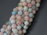 Beryl Beads, Aquamarine, Morganite, Heliodor, 10mm, Round-RainbowBeads