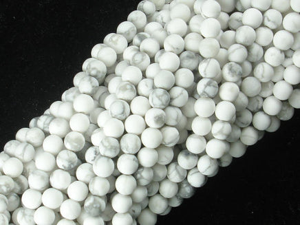 Matte White Howlite Beads, Round, 4mm (4.8mm)-RainbowBeads