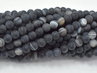 Matte Banded Agate Beads, 6mm Round Beads-RainbowBeads