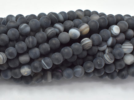 Matte Banded Agate Beads, 6mm Round Beads-RainbowBeads
