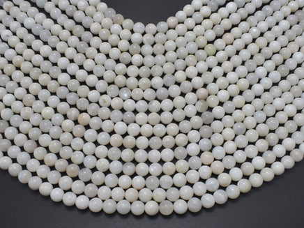 White Moonstone, 6mm (6.5mm) Round-RainbowBeads