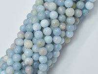 Aquamarine Beads, 6mm (6.5mm) Round Beads-RainbowBeads