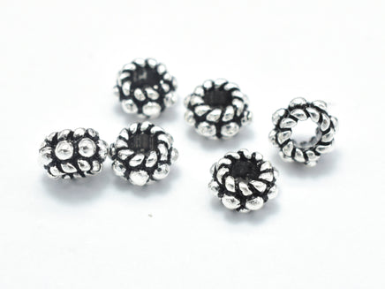 8pcs 925 Sterling Silver Beads-Antique Silver, 5mm Rondelle Beads, Spacer Beads, 5x3mm Hole 2.2mm-RainbowBeads
