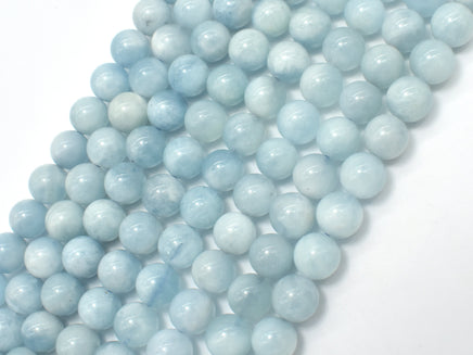 Genuine Aquamarine Beads, 8mm (8.5mm) Round-RainbowBeads