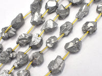 Raw Quartz - Coated Silver, Approx. 12x15mm Nugget-RainbowBeads