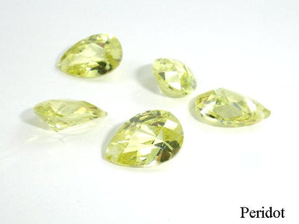 CZ beads, Faceted Pear, 7x10mm-RainbowBeads