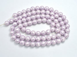 Shell Pearl, 10mm Faceted Round Beads-RainbowBeads
