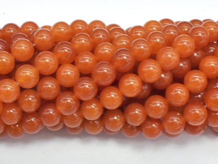 Jade - Orange, 8mm, Round, 15 Inch-RainbowBeads