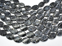 Black Labradorite Beads, Larvikite, 18x25 Twisted Oval Beads-RainbowBeads