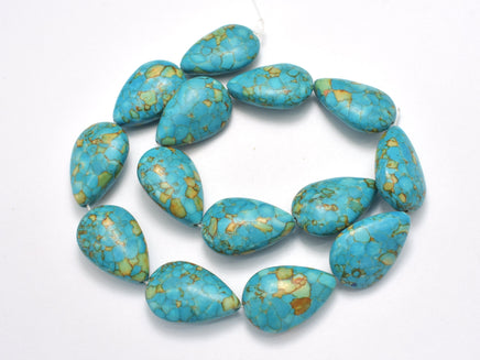 Turquoise Howlite-Blue & Green, 17x25mm Flat Teardrop Beads-RainbowBeads