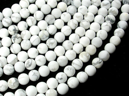 Matte White Howlite Beads, Round, 6mm-RainbowBeads