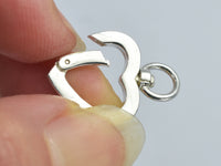 1pc 925 Sterling Silver Swivel Clasp, Spring Gate Heart Clasp 21x14mm-RainbowBeads