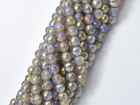Mystic Coated Gray Agate, 6mm Faceted Round-RainbowBeads