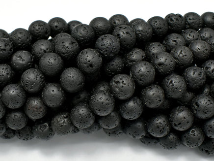 Black Lava Beads, Round, 8mm-RainbowBeads