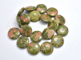 Unakite Beads, 21mm Coin Beads-RainbowBeads