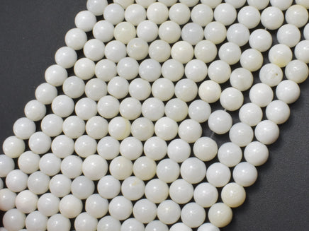Mother of Pearl Beads, MOP, Creamy White, 6mm Round Beads-RainbowBeads
