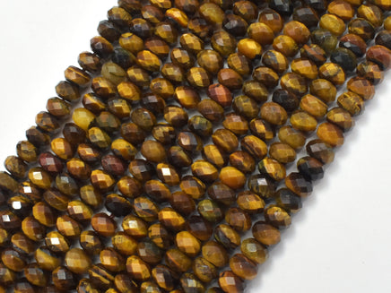 Tiger Eye Beads, 4x6mm Faceted Rondelle-RainbowBeads