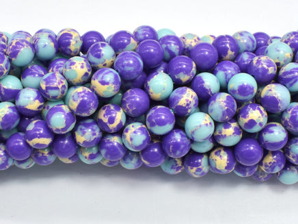 Impression Jasper-Blue & Purple 8mm Round-RainbowBeads