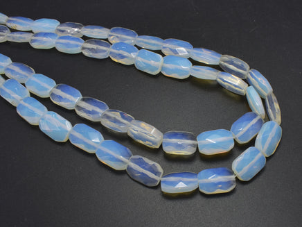 White Opalite, 10x14mm Faceted Rectangle Beads-RainbowBeads