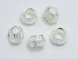 4pcs 925 Sterling Silver Beads, Drum Beads, Big Hole Spacer Beads, 8x4.8mm-RainbowBeads