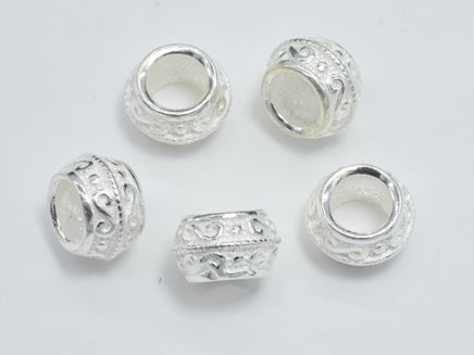 4pcs 925 Sterling Silver Beads, Drum Beads, Big Hole Spacer Beads, 8x4.8mm-RainbowBeads