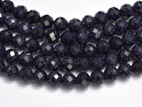 Blue Goldstone 4mm Micro Faceted Round-RainbowBeads